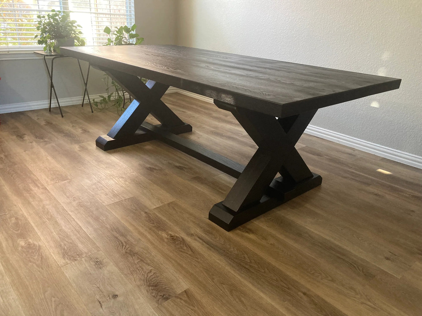 The Obsidian Trestle Dining Table | Handcrafted Modern Farmhouse Style