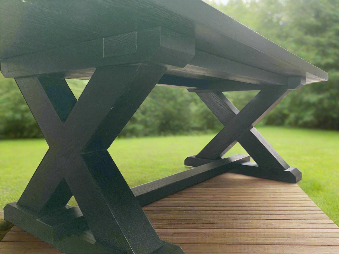 The Obsidian Trestle Dining Table | Handcrafted Modern Farmhouse Style